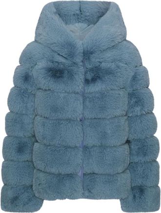 Americandreams Blake Short Faux Fur Jas - Dames - Jassen - Blauw - S - Polyester - Jassen