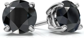 Pompeii3 1 1/2 ct 14k White Gold Round Black Diamond Stud Earrings