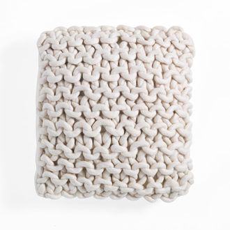 Oresteluchetta Cojín de punto grueso blanco cm. 40 x 40
