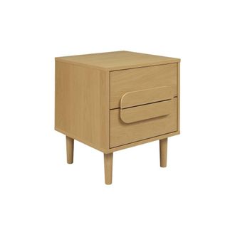 Sweeek Mesita de noche vintage con 2 cajones, efecto madera, roble