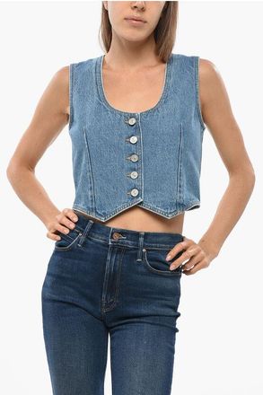 Givenchy Denim Vest Top with Back Martingale size 40