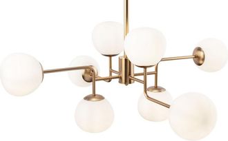 Maytoni Lampadario Sospensione Erich In Metallo Oro Rosa 8 Luci E Diffusori Bianchi