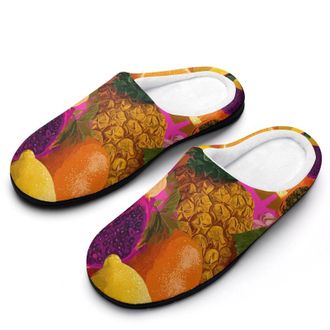 Generic Tropical Fruits Pineapple Banana Slippers Men Winter Warm Cotton Anti-Slip Indoor Slip-Ons House Shoes