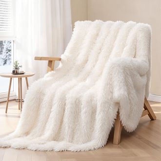 OEM Manta Blanca De Piel Sint&eacute;tica, 130 X 160 Cm, Gruesa, Reversible, F&aacute;cil De Cuidar, Elegante Idea De Regalo