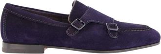 Santoni Donkerblauwe Su&egrave;de Formele Loafers - Heren - Loafers - Blauw - 44 EU - Su&egrave;de - Schoenen