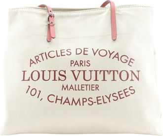 Louis Vuitton Corail Ivory Pink White Canvas Tote Bag (Pre-Owned)