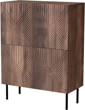 Dmora Credenza Gaby, Madia da salotto con due ante battenti, Rialzato da terra, 118x40 h89 cm, Noce