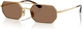 Vogue Eyewear Geometrische Metalen Zonnebril Bruin - unisex - Zonnebrillen - Geel - 55 MM - Accessoires