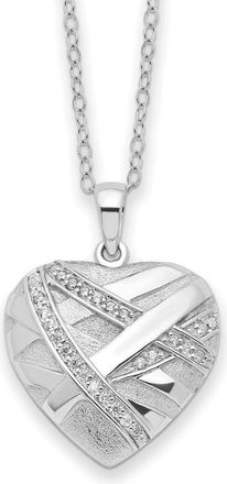Diamond2Deal Sterling Silver CZ Bandaged Heart Ash Holder Necklace 18