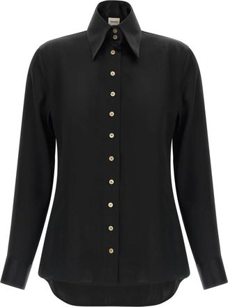Khaite The Ivy Shirt - Dames - Overhemden - Zwart - S - Leer - Overhemden