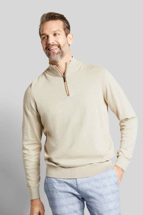 Bugatti Troyer BUGATTI, Herren, Gr. 3XL, beige, Sweatware, 100% Baumwolle, regular fit, ohne Ausschnitt, Rippb&uuml;ndchen, Pullover Troyer, aus reiner Baumwolle