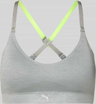 Puma Triangel-BH mit Logo und gekreuzten Tr&auml;gern in Mittelgrau Melange, Gr&ouml;&szlig;e XL