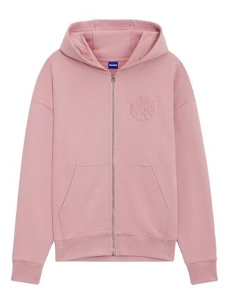 HUGO BOSS embossed zip-up hoodie - Pink