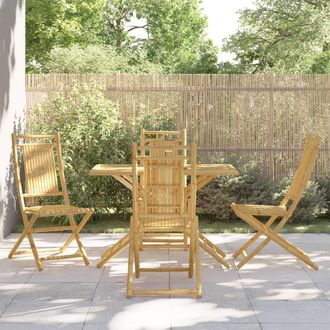 Berkfield Home 5 Piece Garden Dining Set Bamboo in Brown