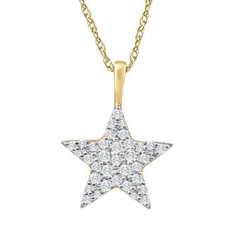 Pompeii3 1/4Ct TW Diamond Star Pendant Yellow Gold Womens Necklace 18