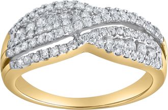 LuvMyJewelry Silvera Crest 0.65 Ct 10K Gold Diamond Ring