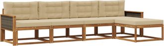 vidaXL Conjunto De Sof&aacute;s De Exterior 5 Uds. Natural Y Beige Vidaxl