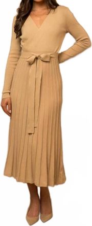 Gilli Long Sleeve V-Neck Sweater Dress In Nude