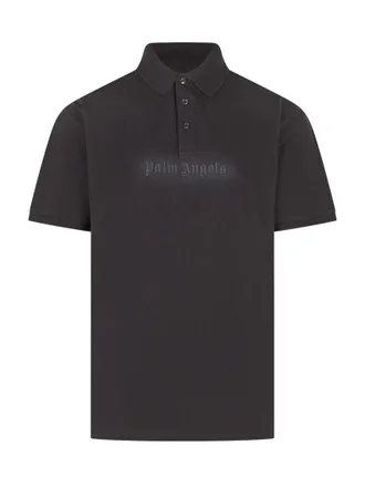 Palm Angels Black Shirt Collar Polo