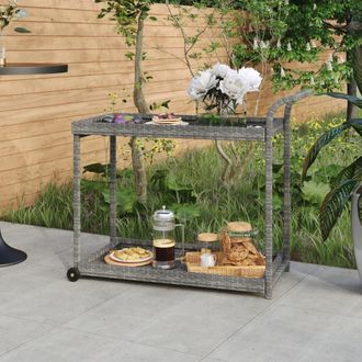 vidaXL Carrito De Bar Rat&aacute;n Sint&eacute;tico Gris 100x45x83 Cm Vidaxl