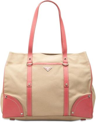 Prada Pre-owned Tote Bags, female, Beige, Size: ONE SIZE Pre-owned Canvas Tote Bag