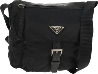 Prada Pre-owned Cross Body Bags, female, Black, Size: ONE SIZE Pre-owned Nylon Cross Body Bag