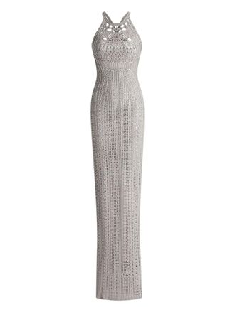 Ralph Lauren Collection open-back crochet-detail maxi dress - women - Viscose/Nylon - S - Silver