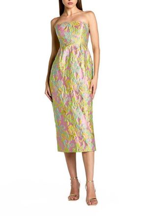 Mac Duggal Strapless Floral Brocade Midi Dress in Blush Multi at Nordstrom, Size 14