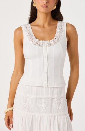 ASTR the Label Victoria Lace Trim Sleeveless Top in White at Nordstrom, Size X-Small