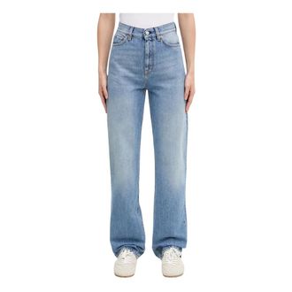 Sporty & Rich Straight Jean - Dames - Jeans - Blauw - Maat: W28 Katoen
