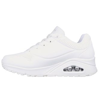 Skechers Womens Uno Stand On Air Sneaker, White Durabuck/Mesh, 5.5 UK Wide