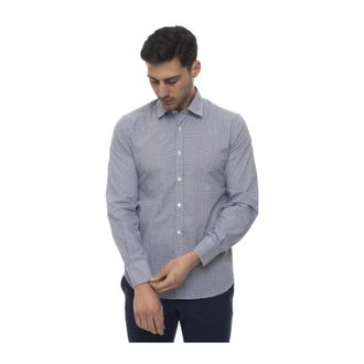 Canali Geometrische Fantasie Slim Fit Shirt - Heren - Casual Overhemden - Blauw - 3XL - Katoen - Overhemden