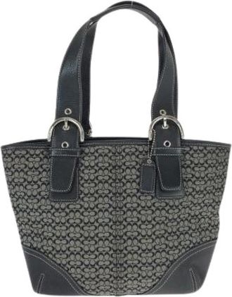 Coach Pre-owned Handbags, female, Black, Size: ONE SIZE Pre-owned Mini Signature Canvas Leather 2way Bag