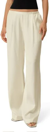 LilySilk Womens Double Faced Silk Charmeuse Pants in Lily White at Nordstrom, Size 14
