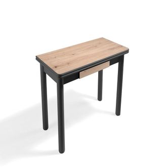 Pondecor Interiorismo Mesa extensible tipo libro negro y roble. 80&times;40/80&times;76 cm