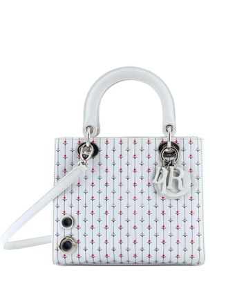 Dior Lady Dior Bag Embroidered Leather with Applique Medium satchel - women - Calf Leather - One Size - Blue