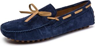 Generic Mens Loafers Shoe Breathable Lightweight Boat Shoes Driving Loafers Leather Flat Heel Anti-Slip Comfortable Party Slip-ons(Blue,5.5 UK)