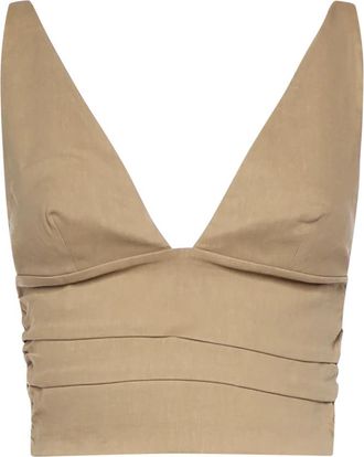 Pinko Mouwloze Top - Dames - Tops zonder mouwen - Beige - XL - Leer - Tops