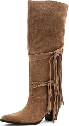 Free People Fast Lane Fringe Boots Womens Boots Sand : EU 37.5 (US Womens 7.5) M, Suede