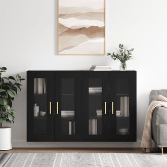vidaXL Vidaxl - Armarios De Pared 2 Uds Madera De Ingenier&iacute;a Negro