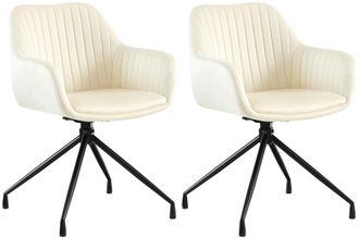 Clp Clp - Lote De 2 Sillas De Comedor Welby Crema Terciopelo