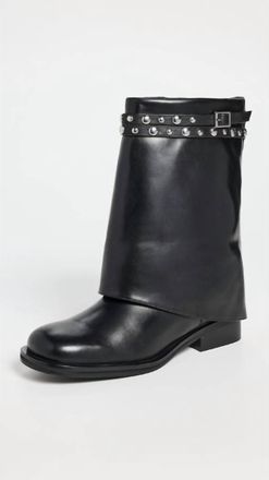 Free People Womens Scorpio Studded Foldover Boot In Black