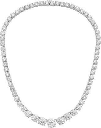 Diana M. Jewels 14kt White Gold 10cts lab grown Round diamond 4 Prong Graduated tennis necklace