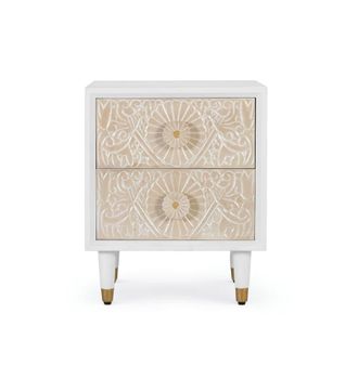 Giner&Colomer Mesita de noche de madera de mango 50 cm estilo mediterr&aacute;neo moderno