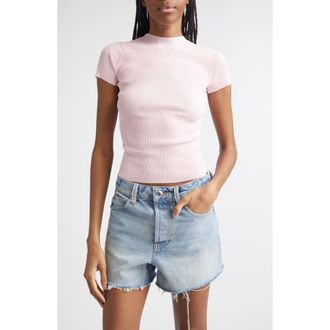 Alexander Wang Jacquard Logo Rib Sweater in Light Pink at Nordstrom, Size X-Small