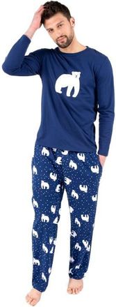 Leveret Mens Cotton Top & Flannel Pants Printed Holiday Pajama Set in Polar Bear at Nordstrom, Size Xxx-Large