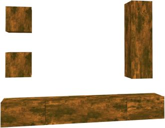 vidaXL Set De Muebles De Tv 5 Pzas Madera Contrachapada Roble Ahumado Vidaxl