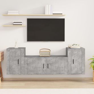 vidaXL Vidaxl - Set De Muebles De Tv 3 Pzas Madera Contrachapada Gris Hormig&oacute;n