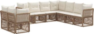 vidaXL Conjunto De Sof&aacute;s De Jard&iacute;n 9 Uds. Beige Rat&aacute;n Sint&eacute;tico Vidaxl