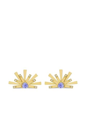 Carol Kauffmann 18K yellow gold Tanzanite Diamond Sun earrings - women - Tanzanite/Diamond/18kt Yellow Gold - One Size